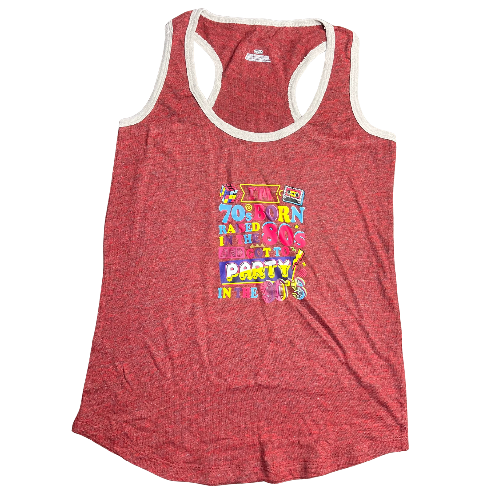 70's Born, Raised in the 80's, and Got to Party  in the 90's Soft Red Classic Tank- Large