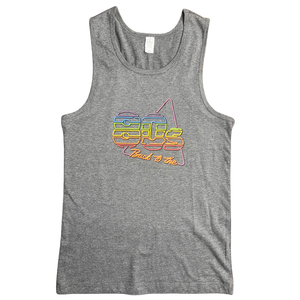 Neon Sign Back to the 80's Women's Gray Tank- Size Small