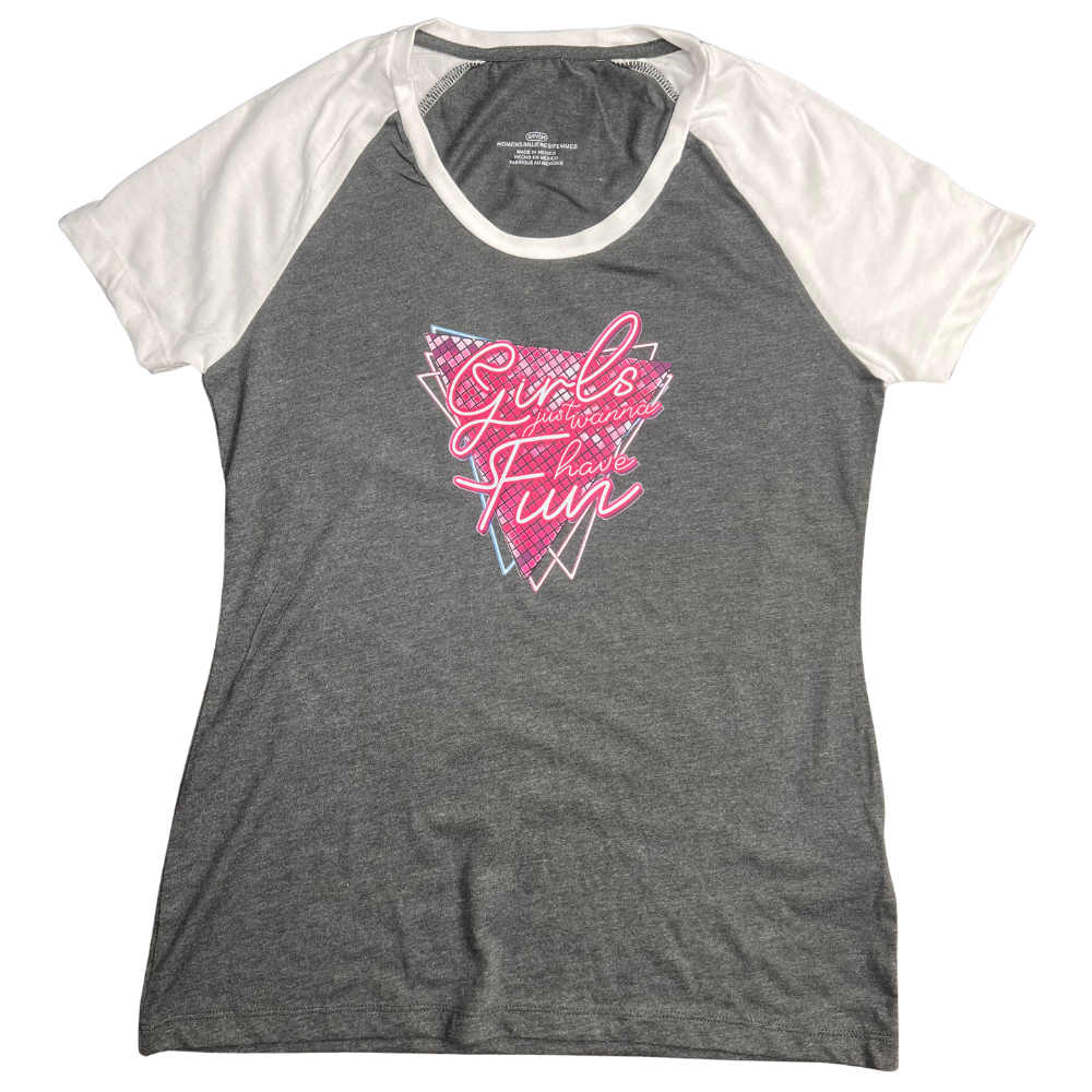 Women's Soft Gray Girls Just Wanna Have Fun Tee- Size Small