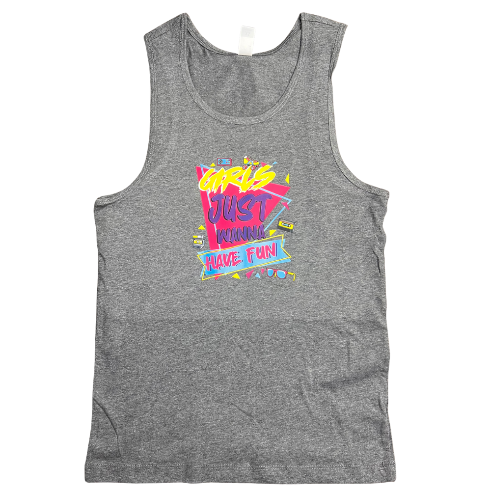 Girls Just Wanna Have Fun Women's Gray Tank- Size Small