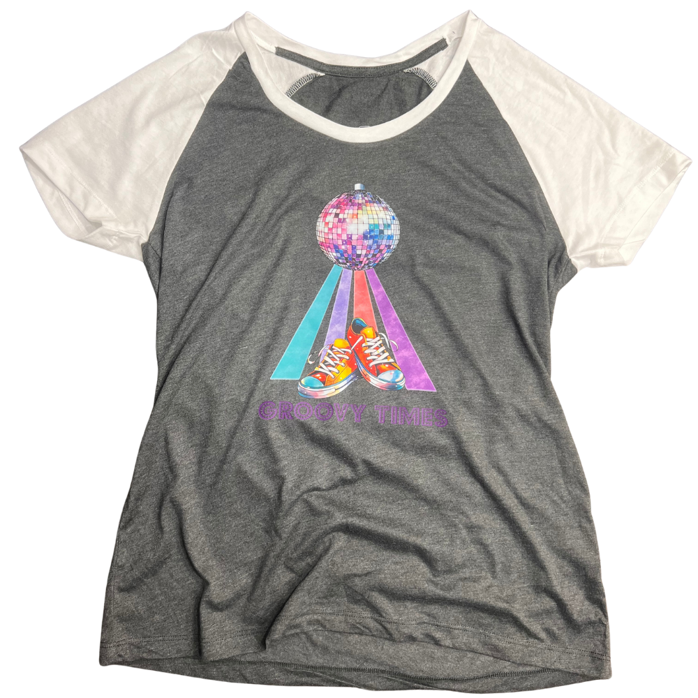 Groovy Times Soft Women's Gray Tee- Small