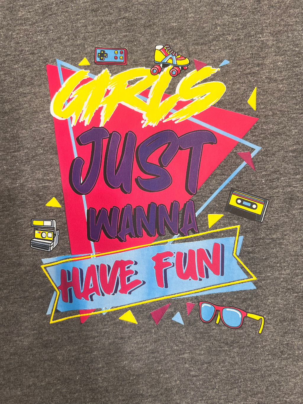 Girls Just Wanna Have Fun Women's Gray Tank- Size Small