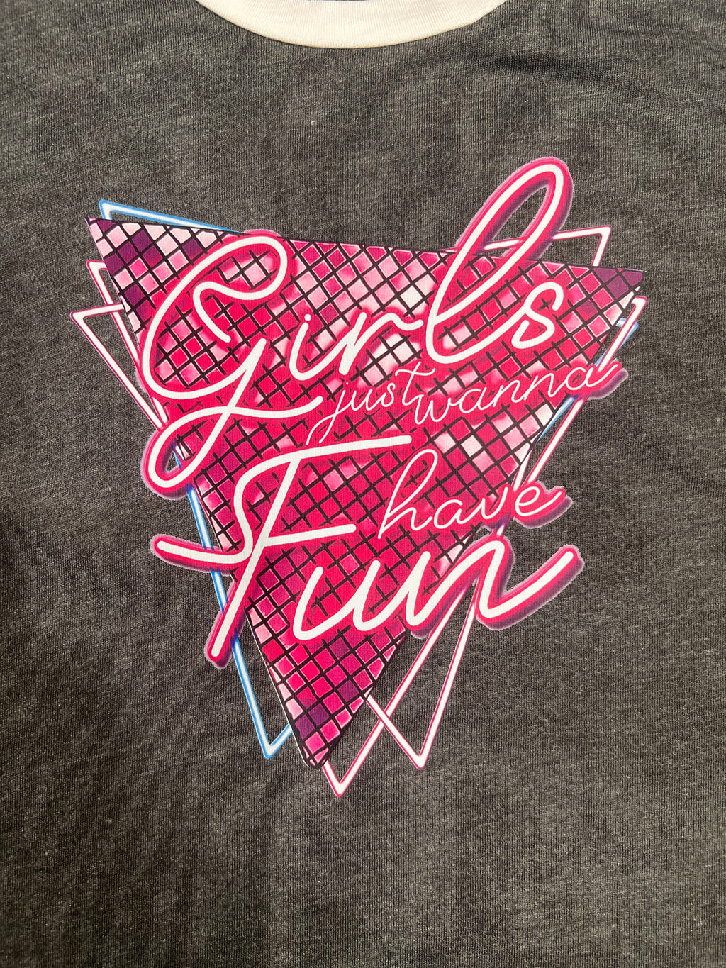 Women's Soft Gray Girls Just Wanna Have Fun Tee- Size Small