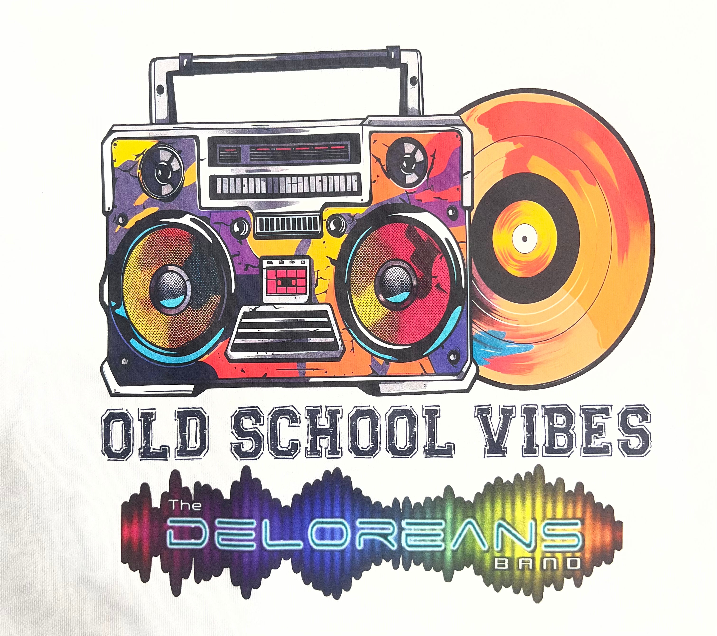 Vintage Old School Vibes White V-Neck Tee