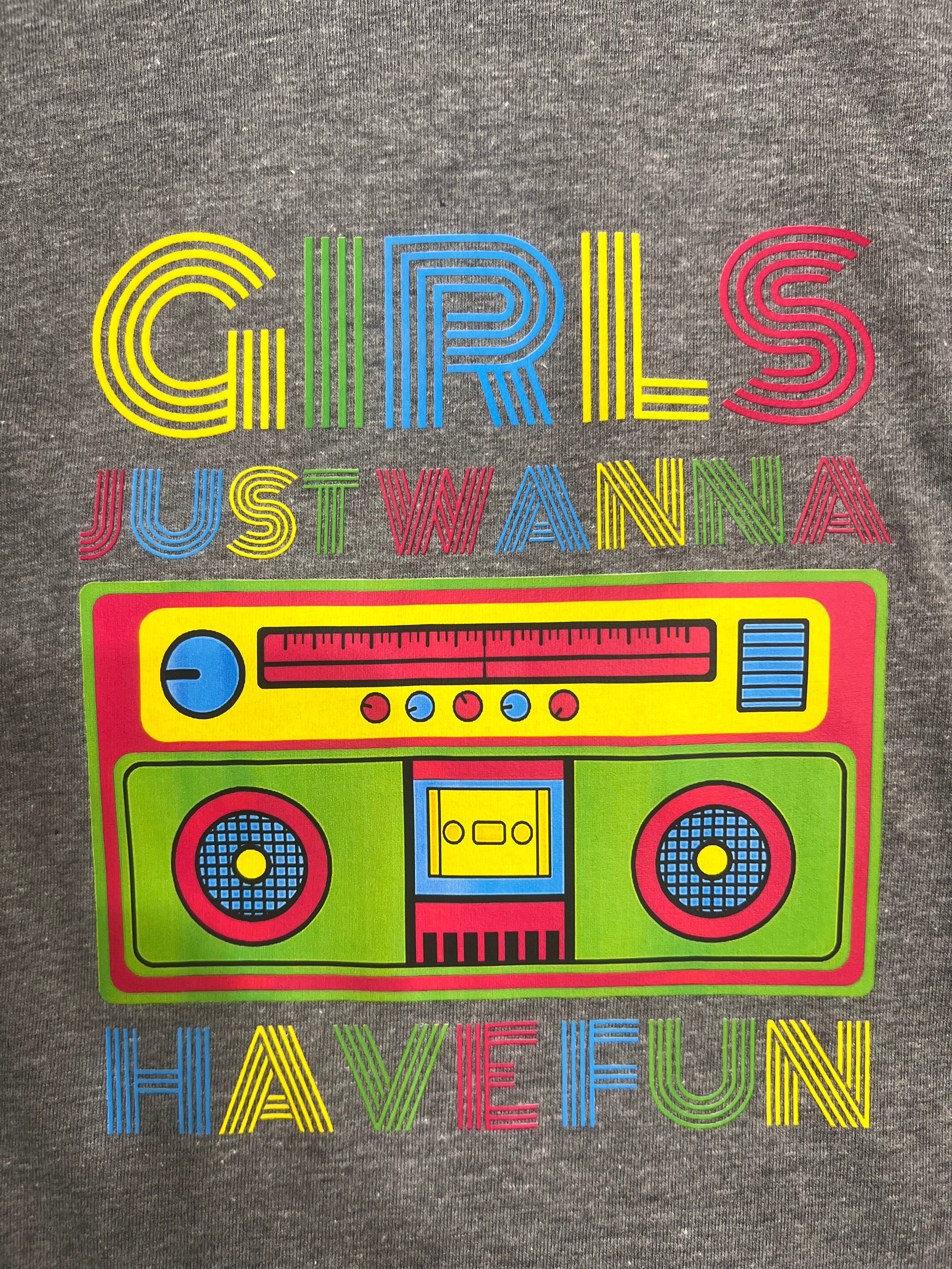 Girls Just Wanna Have Fun Soft Baseball Women's Tee- Size Large