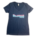 The Deloreans Band Fan Logo Women's V-Neck Navy Tee- Size Medium