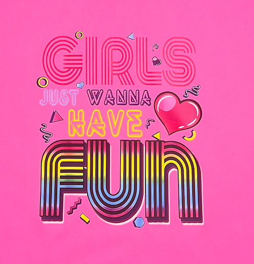 Girls Just Wanna Have Fun Pink Women's Athletic V-Neck Tee- XS