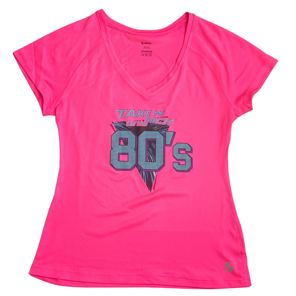 Take Me Back to the 80's Neon Pink Athletic Women's Tee- XS