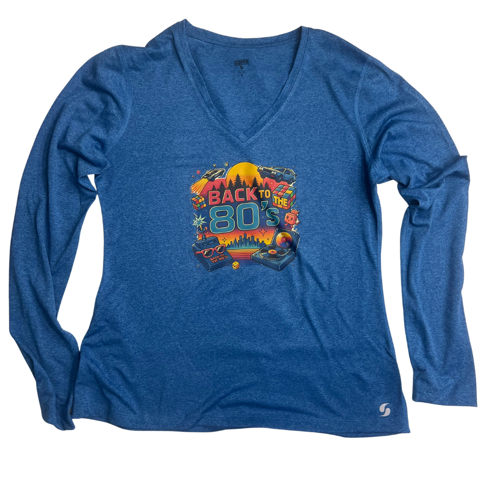 Back to the 80's Women's Athletic Long Sleeve Tee- Size Large
