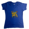 Back to the 80's Women's Blue V-Neck Tee- Size XL