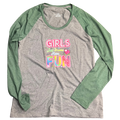 Soft Baseball Tee Girls Just Wanna Have Fun Long Sleeve- Size Large