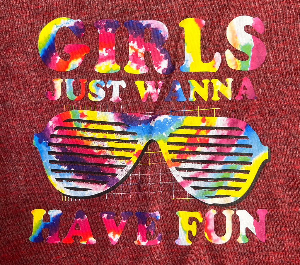 Girls Just Wanna Have Fun Women's Soft Red Tank Top- Size Large