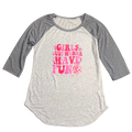 3/4 Sleeve Soft Gray Baseball Girls Just Wanna Have Fun Tee- Size Small