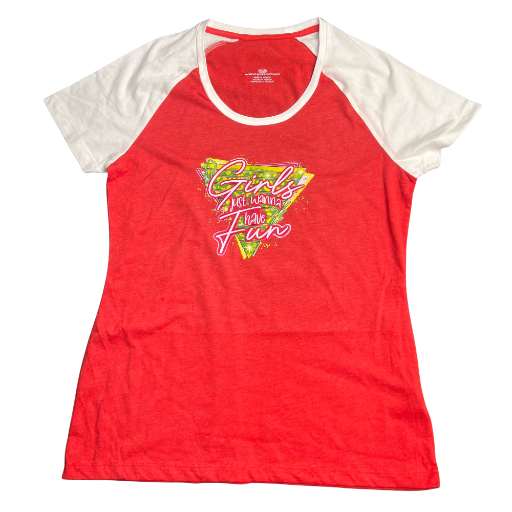 Girls Just Wanna Have Fun Soft Red Women's Vintage Tee- Size Medium