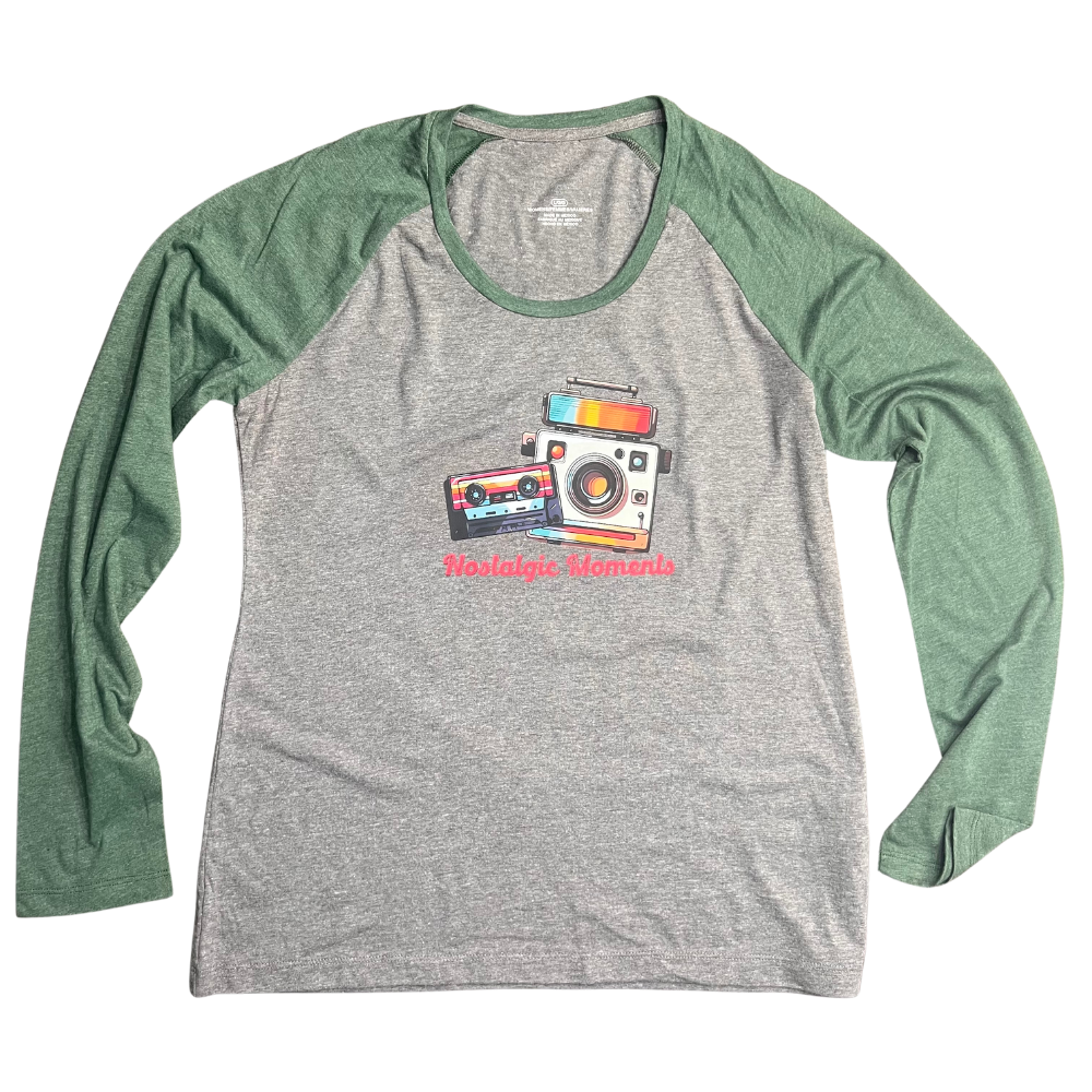Nostalgic Moments Soft Green Baseball Tee- Size XL