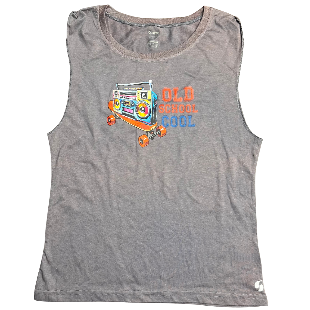 Soft Vintage Old School Cool Gray Tank Top