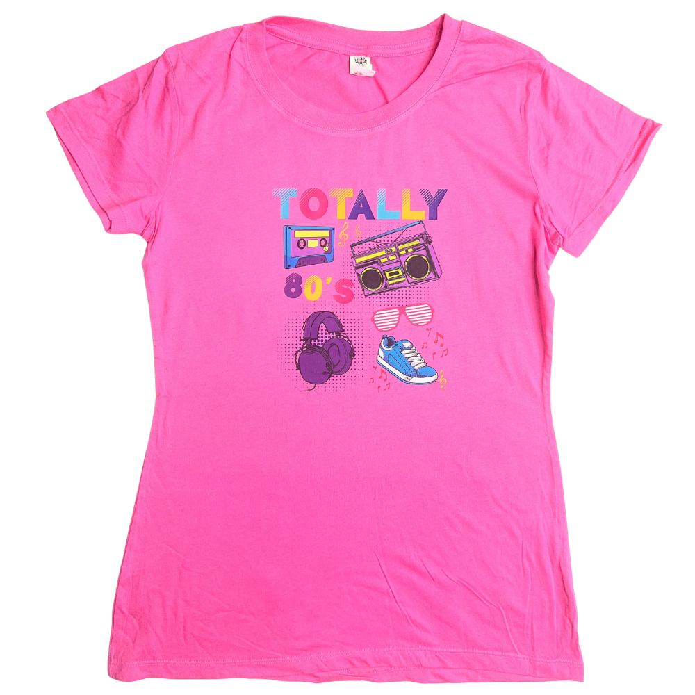 Totally 80's Women's Pink Tee- Large